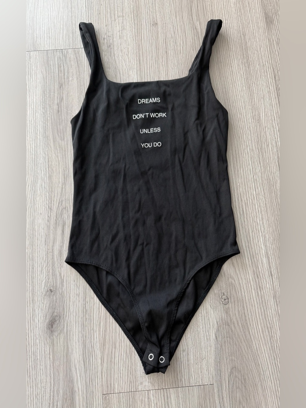 Black Women’s One-Piece Bodysuit with Motivational Print